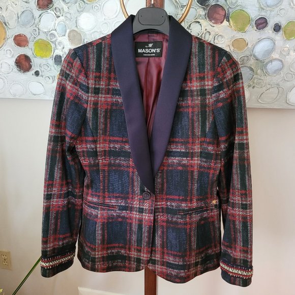 Mason's Prince of Wales Tartan Blazer EU 40/US 4-6 - Picture 1 of 12